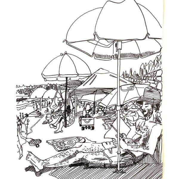 A3 ORIGINAL line drawing - BEACH II